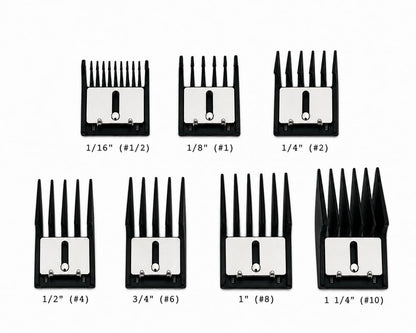 Miaco 7 Piece Universal Clipper Guide Comb Guard Set - Compatible with Oster, Andis, Wahl Professional Clippers Avelisse