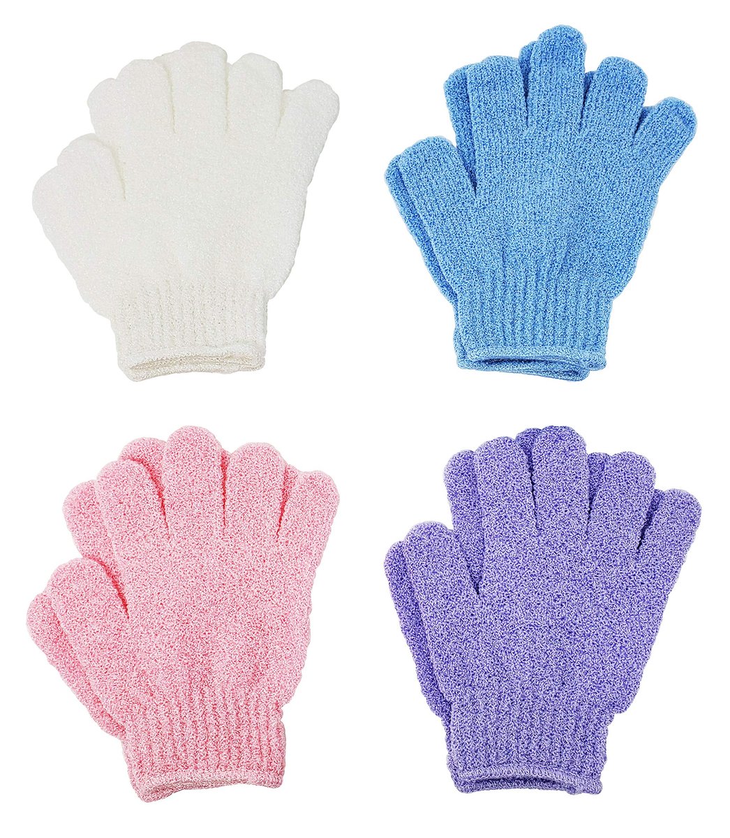 ATB Premium Exfoliating Gloves (4 Pairs) - Dual-Texture Nylon Scrub Mitts for Body Exfoliation in Bath or Shower - Luxury Spa Accessories for Men and Women - görsel 1