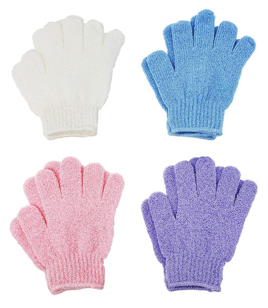 ATB Premium Exfoliating Gloves (4 Pairs) - Dual-Texture Nylon Scrub Mitts for Body Exfoliation in Bath or Shower - Luxury Spa Accessories for Men and Women