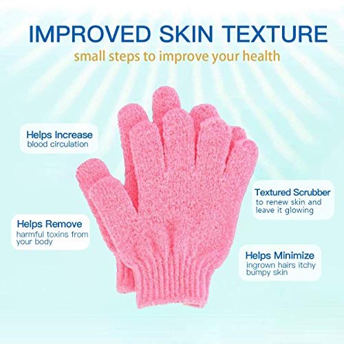 ATB Premium Exfoliating Gloves (4 Pairs) - Dual-Texture Nylon Scrub Mitts for Body Exfoliation in Bath or Shower - Luxury Spa Accessories for Men and Women - görsel 4