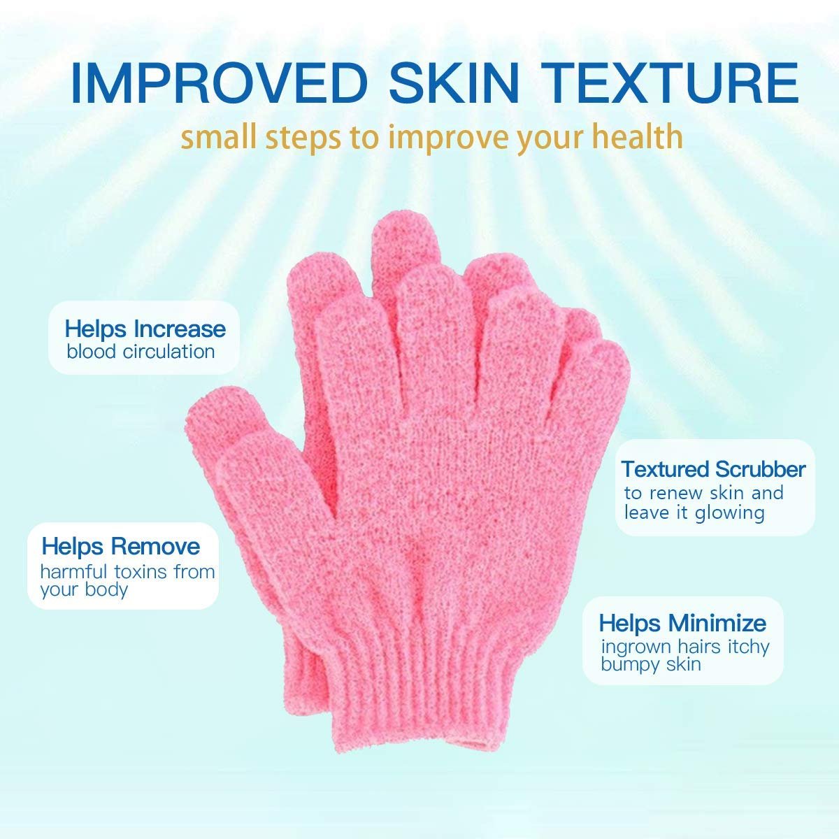 ATB Premium Exfoliating Gloves (4 Pairs) - Dual-Texture Nylon Scrub Mitts for Body Exfoliation in Bath or Shower - Luxury Spa Accessories for Men and Women - görsel 3