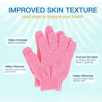 ATB Premium Exfoliating Gloves (4 Pairs) - Dual-Texture Nylon Scrub Mitts for Body Exfoliation in Bath or Shower - Luxury Spa Accessories for Men and Women