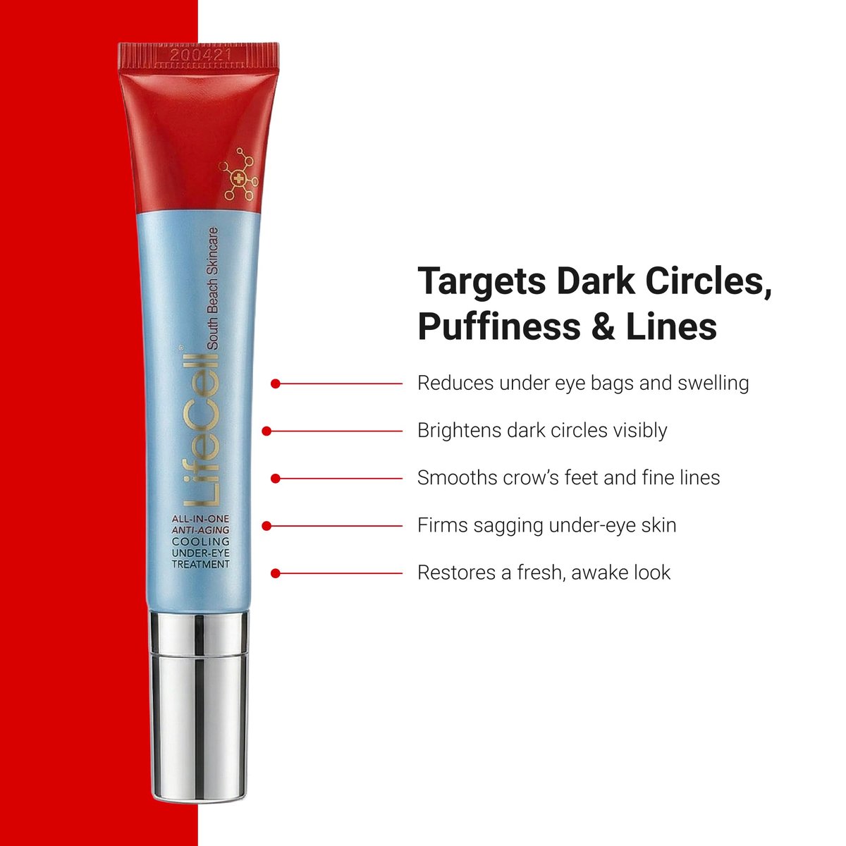 LifeCell All-in-One Eye Treatment – Anti-Aging Under Eye Cream for Puffiness, Dark Circles & Wrinkles – With Retinol, Vitamin C, Peptides & Hyaluronic Acid – Cooling Application Avelisse