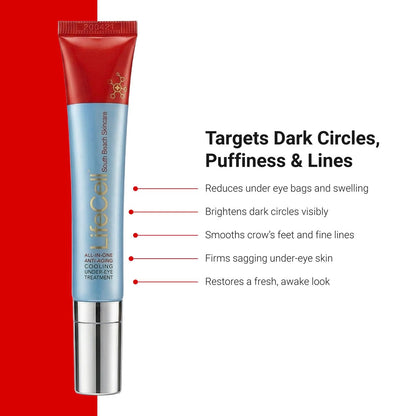 LifeCell All-in-One Eye Treatment – Anti-Aging Under Eye Cream for Puffiness, Dark Circles & Wrinkles – With Retinol, Vitamin C, Peptides & Hyaluronic Acid – Cooling Application Avelisse