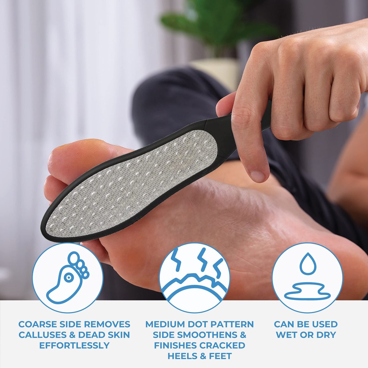 ForPro Black Bear Stainless Steel Pedicure File - Double-Sided Callus Remover for Heels and Feet, 10.5 Inches - görsel 9