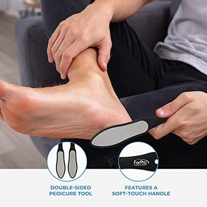 ForPro Black Bear Stainless Steel Pedicure File - Double-Sided Callus Remover for Heels and Feet, 10.5 Inches