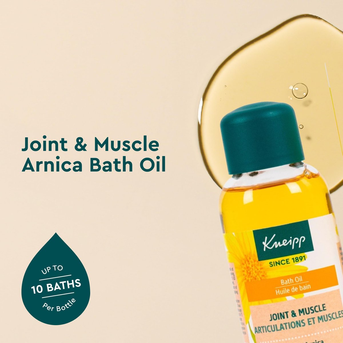 Kneipp Joint & Muscle Arnica Bath Oil – Soothe Achy Joints & Post-Workout Muscles – Vegan, 3.38 fl oz (10 Baths) Avelisse