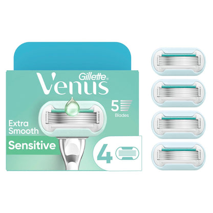 Gillette Venus Deluxe Smooth Sensitive Women's Razor Blade Refills, 4 Count