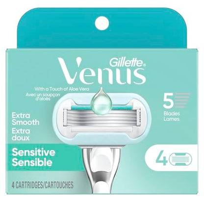 Gillette Venus Deluxe Smooth Sensitive Women's Razor Blade Refills, 4 Count