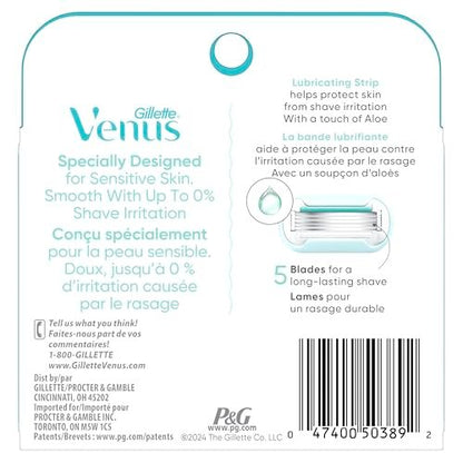 Gillette Venus Deluxe Smooth Sensitive Women's Razor Blade Refills, 4 Count