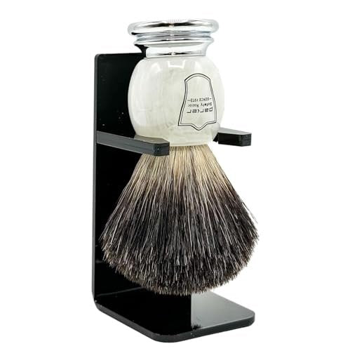 Parker 100% Black Badger Bristle Shaving Brush with Ivory Marbled Handle - Brush Stand Included Avelisse