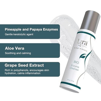 Lira Clinical BIO Enzyme Cleanser for Sensitive Skin - Papaya Enzyme Gel Face Wash - Hydrophilic Exfoliating Facial Cleanser - Deep Cleansing Skincare with Hydrating Care - 6 Oz Avelisse