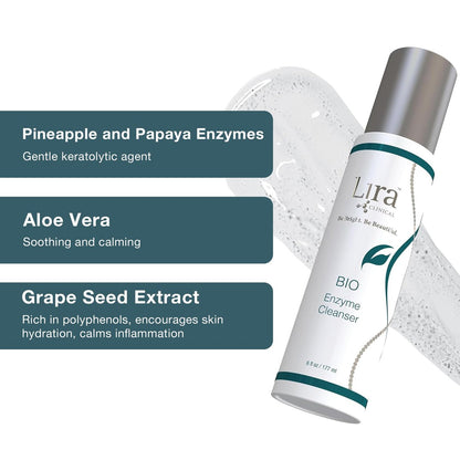 Lira Clinical BIO Enzyme Cleanser for Sensitive Skin - Papaya Enzyme Gel Face Wash - Hydrophilic Exfoliating Facial Cleanser - Deep Cleansing Skincare with Hydrating Care - 6 Oz Avelisse