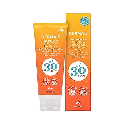 DERMA E Sun Defense Mineral Sunscreen SPF 30 Body – Broad Spectrum Sun Cream – Fragrance Free Zinc Oxide and Titanium Dioxide Aging Reducing Protection, 4 Oz - görsel 2