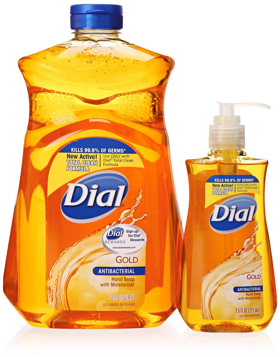 Dial Gold Antibacterial Liquid Hand Soap with Moisturizer - 7.5 oz Pump + 52 oz Refill (2 Piece Set) Avelisse