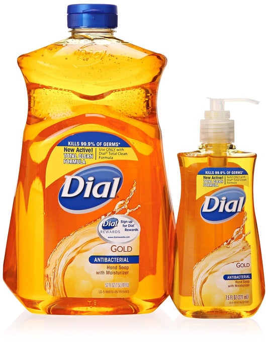 Dial Gold Antibacterial Liquid Hand Soap with Moisturizer - 7.5 oz Pump + 52 oz Refill (2 Piece Set) Avelisse