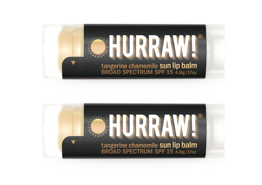Hurraw! Sun Lip Balm SPF 15 - Tangerine Chamomile, 2 Pack - Natural Zinc Oxide Protection, Vegan & Organic Avelisse