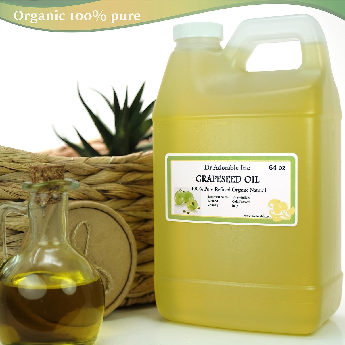 Dr Adorable 100% Pure Organic Cold Pressed Grapeseed Oil - 64 oz - görsel 3