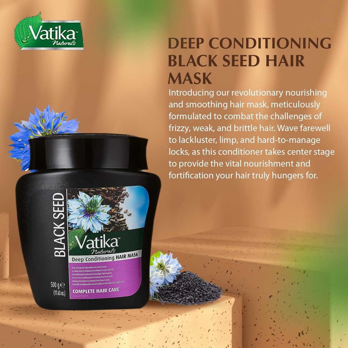 Vatika Naturals Hot Oil Hair Mask - Black Seed & Multivitamin for Dry, Damaged Hair - Nourishing & Strengthening Deep Conditioning Treatment, Soft & Smooth Hair - 500ml Avelisse