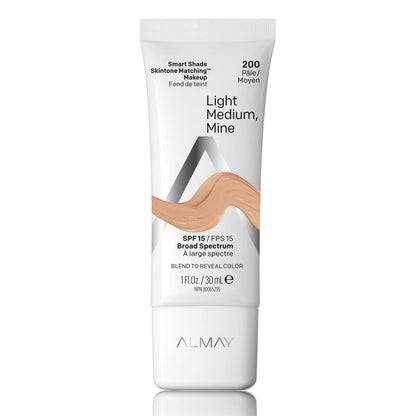 Almay Skintone Matching Foundation, Smart Shade Face Makeup with SPF 15, Hypoallergenic, Oil-Free, Dermatologist-Tested, 200 Light Medium, 1 fl oz Avelisse