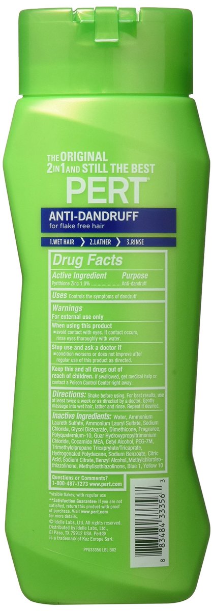 Pert Anti-Dandruff 2-in-1 Shampoo and Conditioner, 13.5 oz (Pack of 2) – Effective Dandruff Control & Daily Hair Care Avelisse