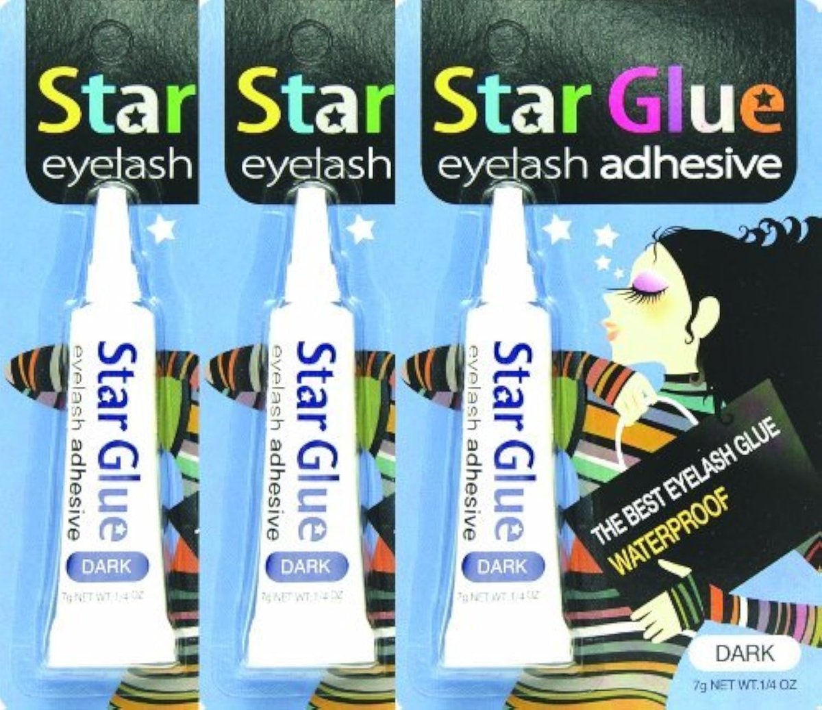 3-Pack Star Eyelash Glue for Strip Lashes (Dark) - 7g (1/4 oz) Each - Latex-Based Adhesive - görsel 1