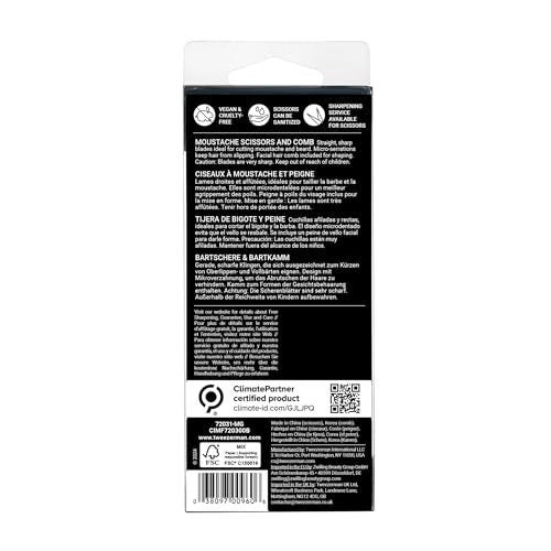 Tweezerman G.E.A.R. Moustache Scissors and Comb - Precision Grooming Kit (Black) Avelisse