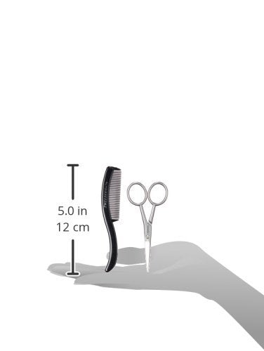 Tweezerman G.E.A.R. Moustache Scissors and Comb - Precision Grooming Kit (Black) Avelisse