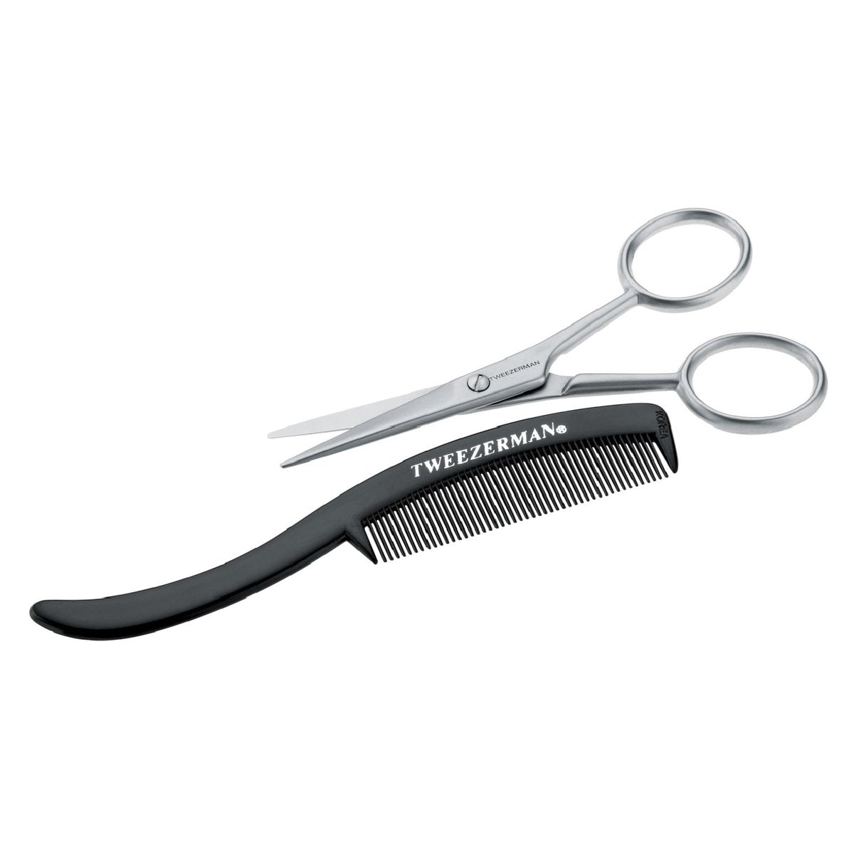 Tweezerman G.E.A.R. Moustache Scissors and Comb - Precision Grooming Kit (Black) Avelisse