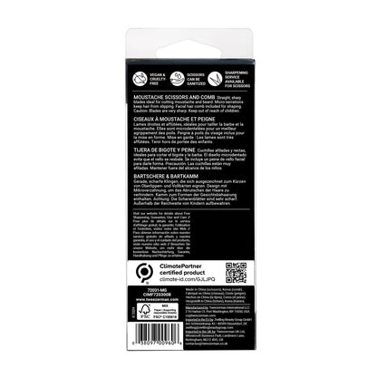 Tweezerman G.E.A.R. Moustache Scissors and Comb - Precision Grooming Kit (Black) Avelisse