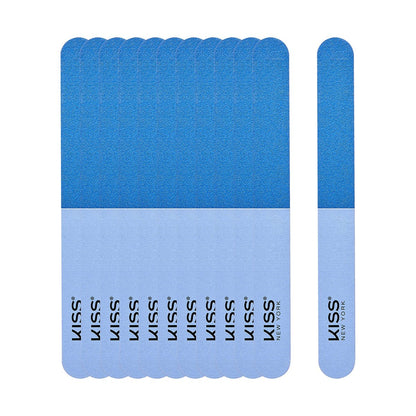 KISS 4-Way Nail Shaper – 180/240/400/600 Grit Emery Board for Natural & Acrylic Nails, Blue, 12 Count