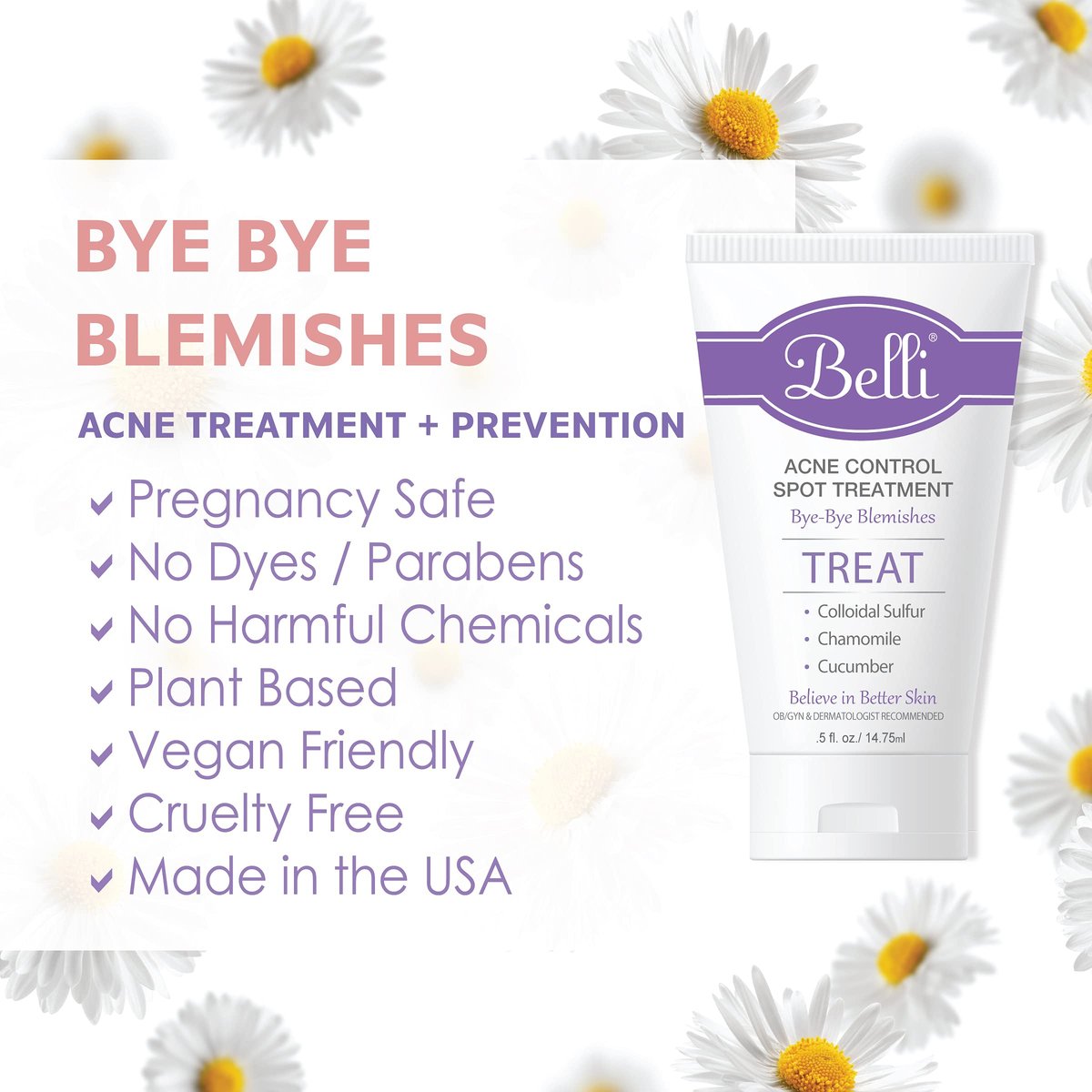 Belli Skincare Acne Control Spot Treatment - 0.5 Fl Oz - Vegan & Pregnancy-Safe Acne Spot Treatment for Face Avelisse
