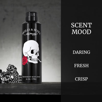 Ed Hardy Skulls & Roses Men's Deodorant & Fragrance Body Spray, 6 oz Avelisse