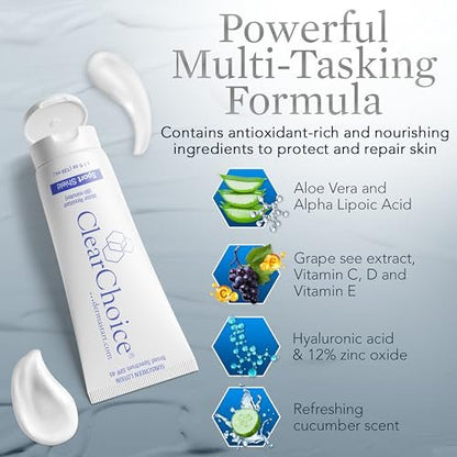 Clear Choice Sunscreen for Face SPF 45 – Oil-Free, Reef-Safe, Broad Spectrum Sunblock with Zinc Oxide, No White Cast, 4 oz Avelisse