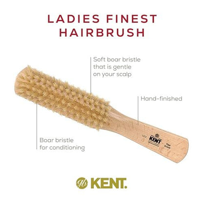 Kent LG3 Finest Hair Brush for Women – Natural Beechwood & Boar Bristle Narrow Hairbrush for Fine to Medium Hair – Dry Brush for Styling, Straightening & Stimulating Oils