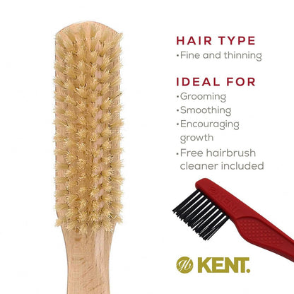 Kent LG3 Finest Hair Brush for Women – Natural Beechwood & Boar Bristle Narrow Hairbrush for Fine to Medium Hair – Dry Brush for Styling, Straightening & Stimulating Oils