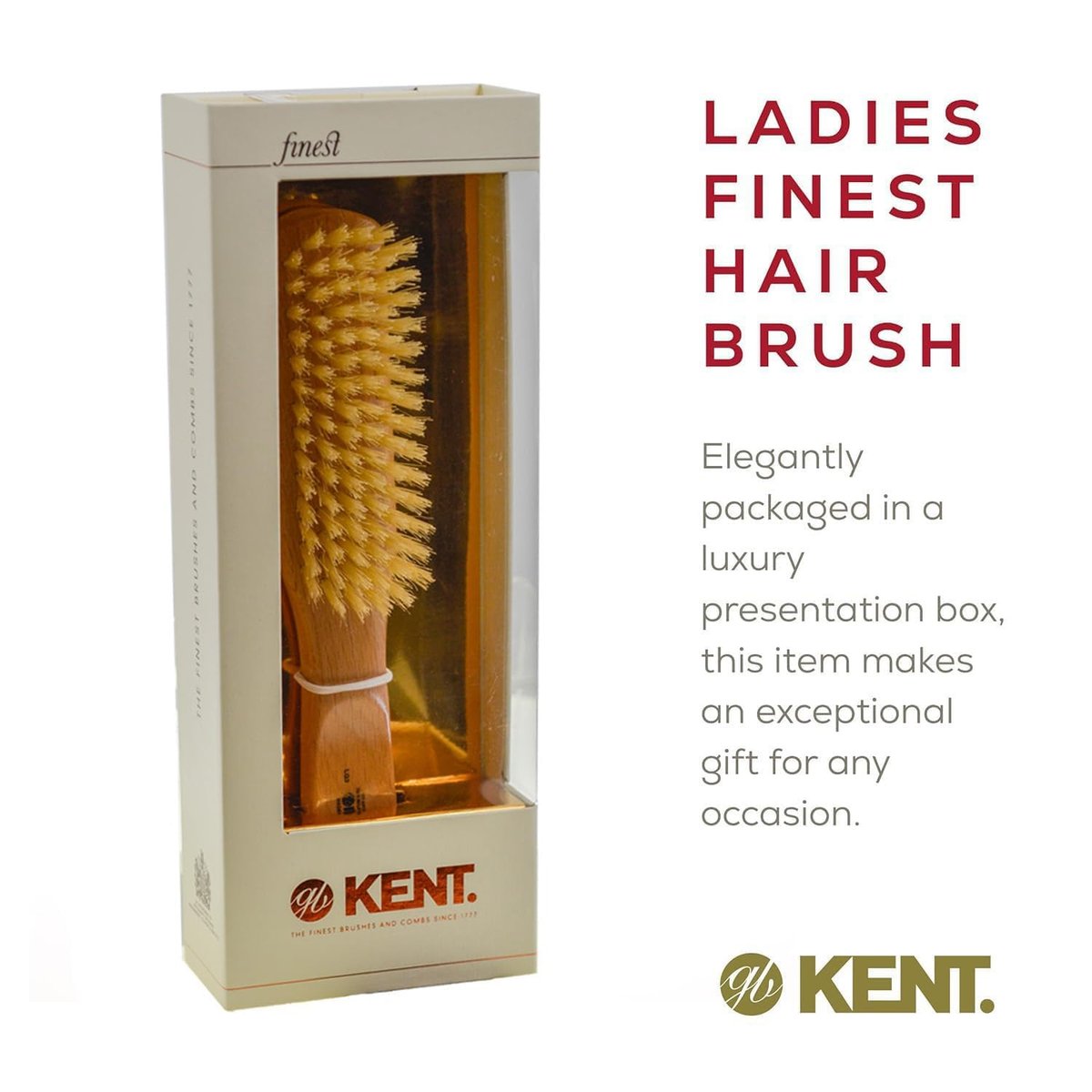 Kent LG3 Finest Hair Brush for Women – Natural Beechwood & Boar Bristle Narrow Hairbrush for Fine to Medium Hair – Dry Brush for Styling, Straightening & Stimulating Oils - görsel 9