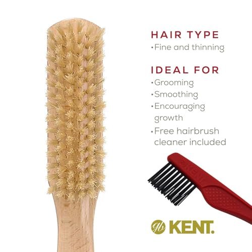 Kent LG3 Finest Hair Brush for Women – Natural Beechwood & Boar Bristle Narrow Hairbrush for Fine to Medium Hair – Dry Brush for Styling, Straightening & Stimulating Oils - görsel 6