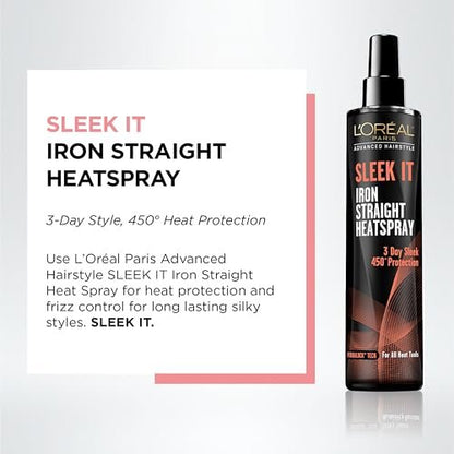 L'Oréal Paris Advanced Hairstyle Sleek It Iron Straight Heat Spray, 5.7 oz