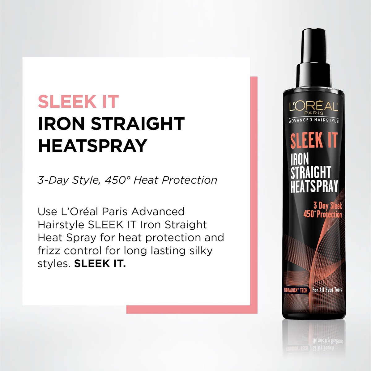 L'Oréal Paris Advanced Hairstyle Sleek It Iron Straight Heat Spray, 5.7 oz - görsel 3