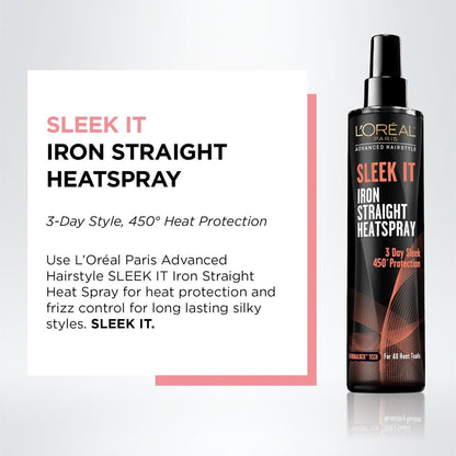 L'Oréal Paris Advanced Hairstyle Sleek It Iron Straight Heat Spray, 5.7 oz