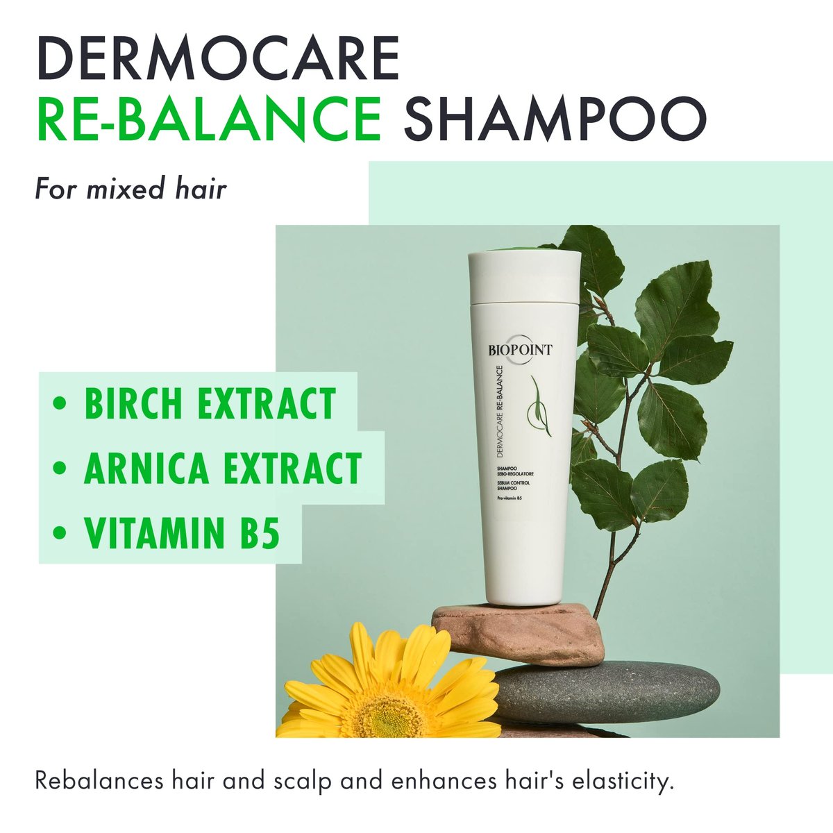 BIOPOINT Rebalancing Shampoo for Oily Scalp and Dry Ends - Dermocare Sebum Regulating Shampoo for Greasy Hair - Oily Scalp Treatment, 7.05 Fl Oz - görsel 5