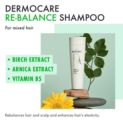 BIOPOINT Rebalancing Shampoo for Oily Scalp and Dry Ends - Dermocare Sebum Regulating Shampoo for Greasy Hair - Oily Scalp Treatment, 7.05 Fl Oz