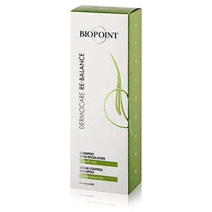 BIOPOINT Rebalancing Shampoo for Oily Scalp and Dry Ends - Dermocare Sebum Regulating Shampoo for Greasy Hair - Oily Scalp Treatment, 7.05 Fl Oz