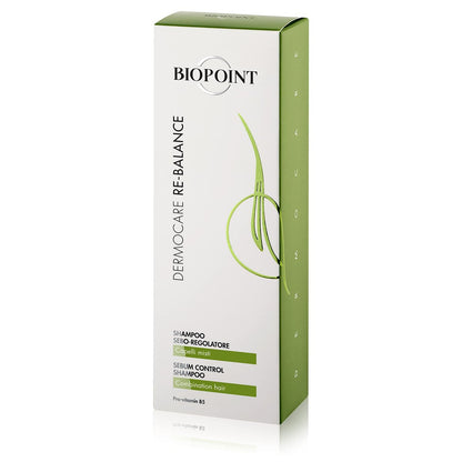 BIOPOINT Rebalancing Shampoo for Oily Scalp and Dry Ends - Dermocare Sebum Regulating Shampoo for Greasy Hair - Oily Scalp Treatment, 7.05 Fl Oz
