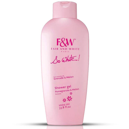 FAIR & WHITE So White Refreshing Brightening Body Wash – 1000ml / 33.8 fl oz – Daily Moisturizing Shower Gel with Pomegranate & Melon Extracts Avelisse
