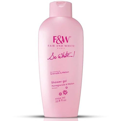 FAIR & WHITE So White Refreshing Brightening Body Wash – 1000ml / 33.8 fl oz – Daily Moisturizing Shower Gel with Pomegranate & Melon Extracts Avelisse