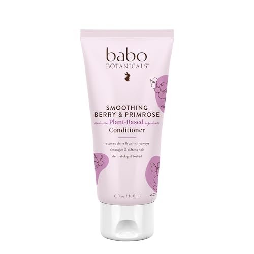 Babo Botanicals Smoothing Conditioner with Evening Primrose Oil, Coconut Oil and Provitamin B5 - For Babies, Kids and Adults with Tangly or Unruly Hair - Vegan - 6 Fl Oz Avelisse