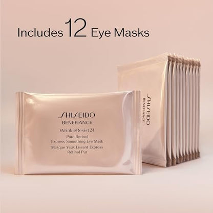 Shiseido Benefiance WrinkleResist24 Pure Retinol Express Smoothing Eye Mask - 12 Pairs - Reduce Wrinkles in 15 Minutes Avelisse