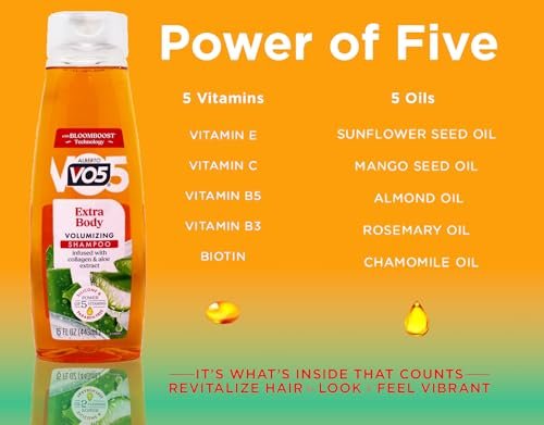 Alberto VO5 Extra Body Volumizing Shampoo, 12.5 fl oz (Pack of 2) – For Fine, Limp Hair - görsel 7